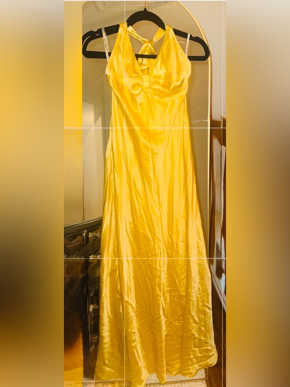 Betsey Johnson Yellow Satin Halter Evening Gown